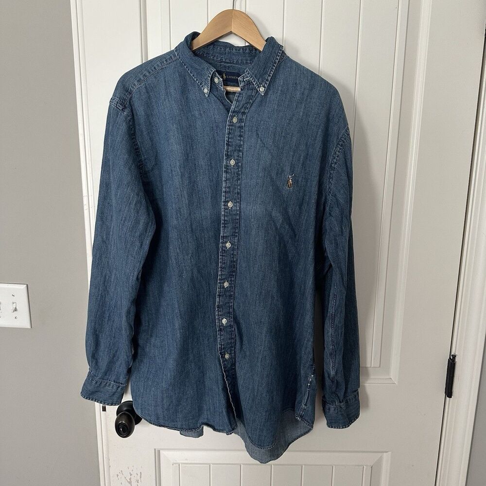 Lauren Ralph Lauren Blue Casual Button Down Shirt